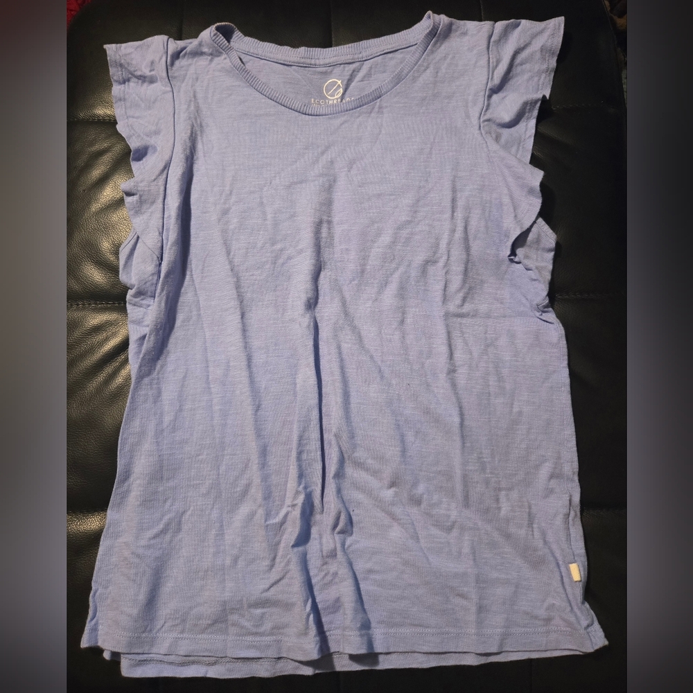 Light Blue Ruffled Sleeve Women's Top